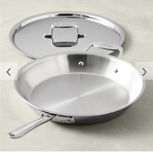 Used twice- All-Clad Stainless-Steel Deep Skillet, 12 1/2-Inch